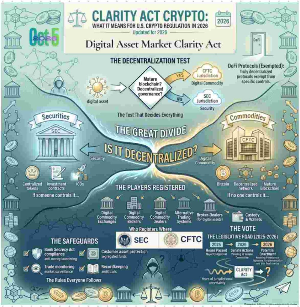 Infographic of CLARITY ACT CRYPTO 2026